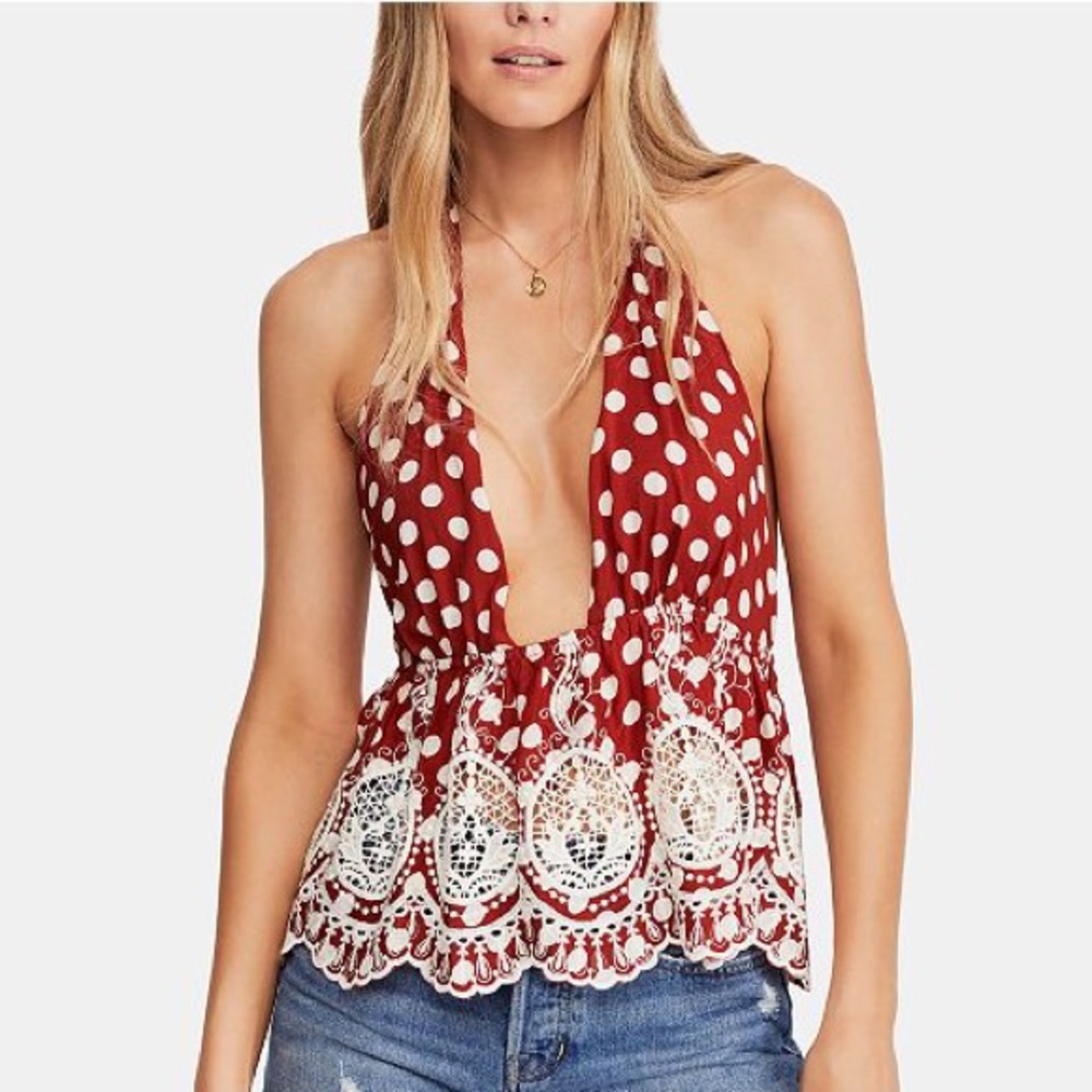 Lunch Date Deep-V Halter Top